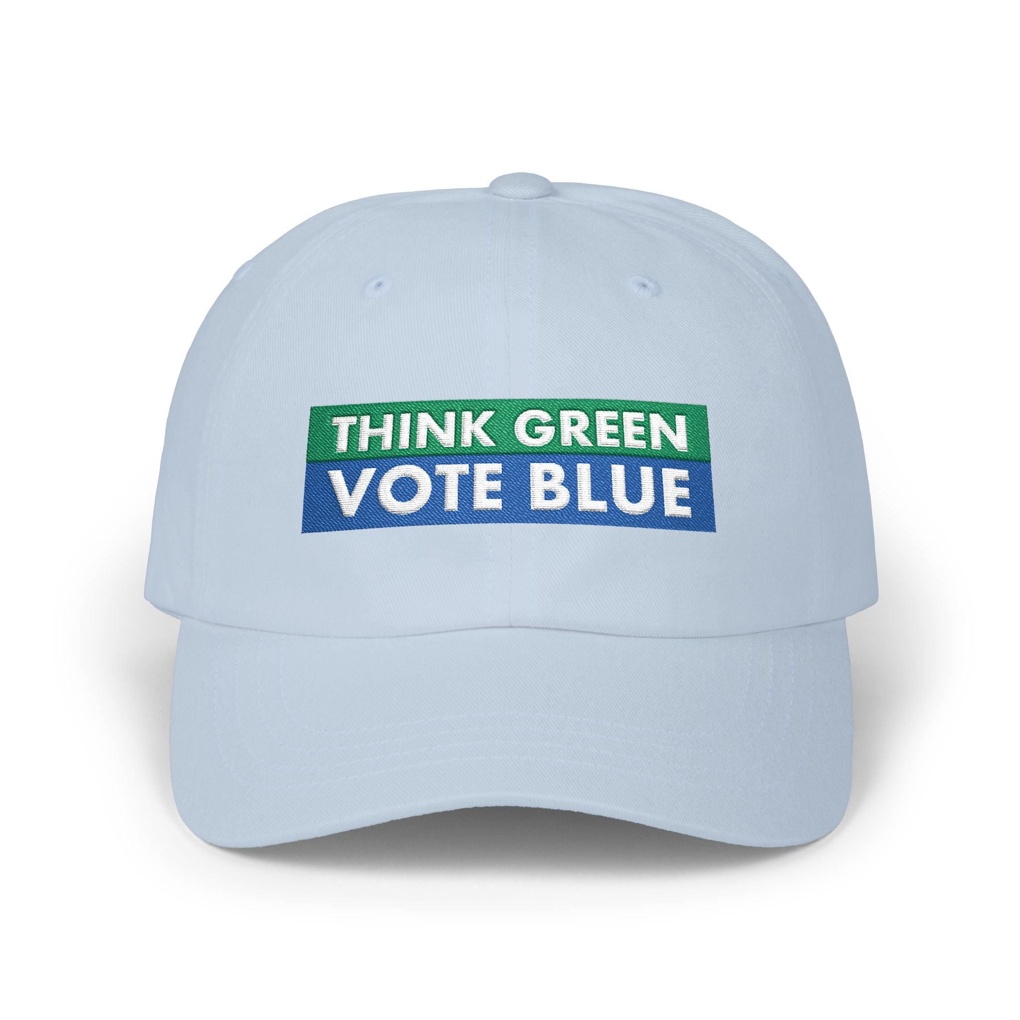 Think Green Vote Blue Dad Cap