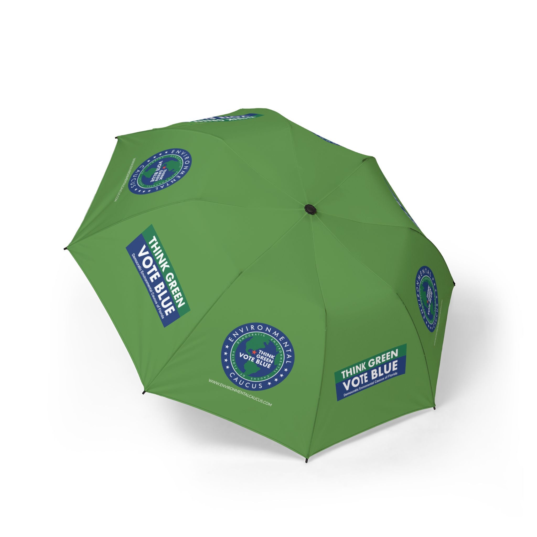 Semi-Automatic Foldable Umbrella - "Think Green Vote Blue" in Lime