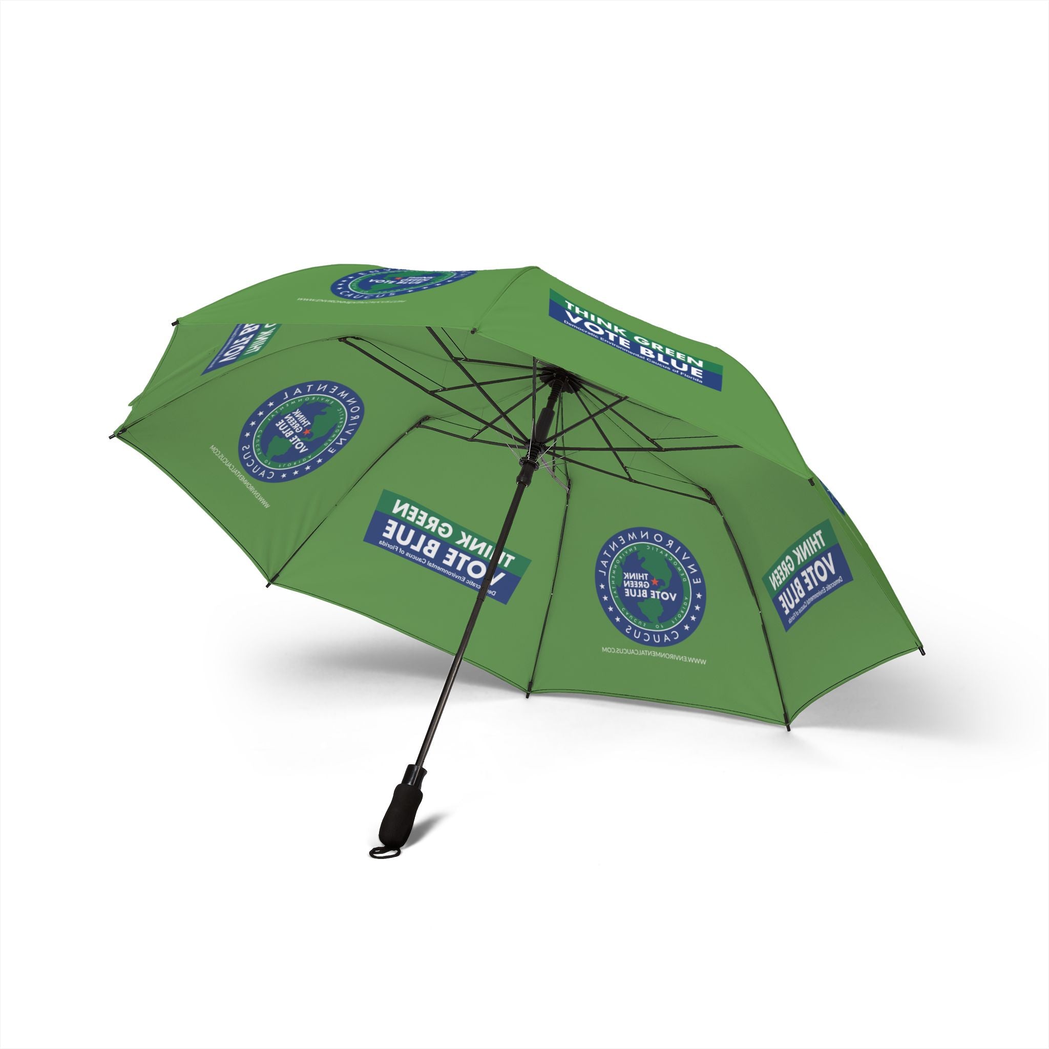 Semi-Automatic Foldable Umbrella - "Think Green Vote Blue" in Lime