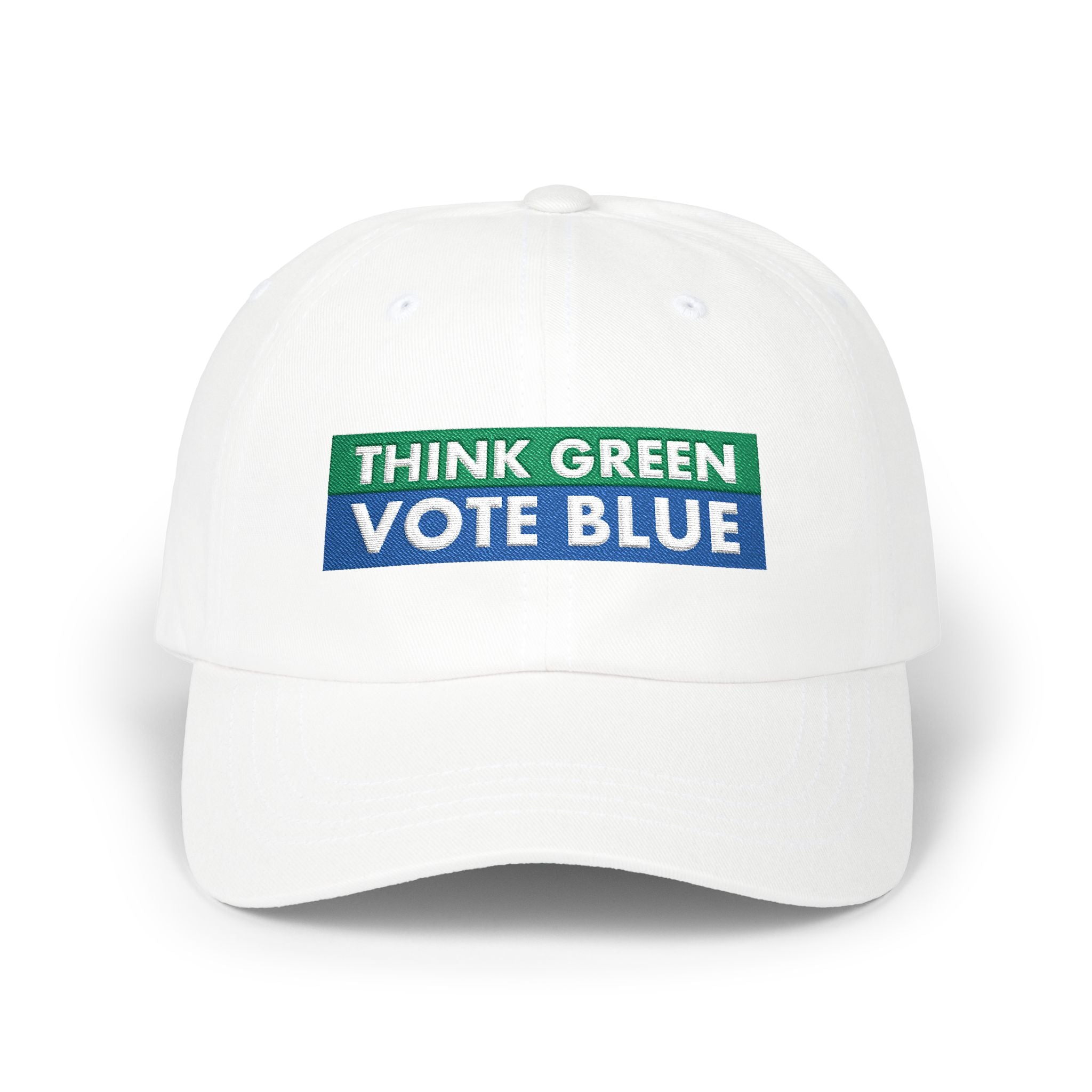 Think Green Vote Blue Dad Cap