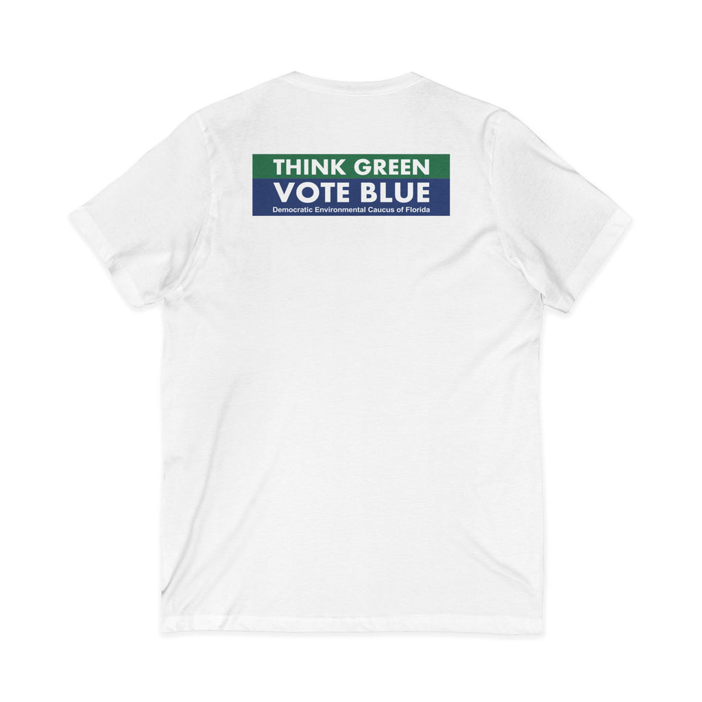 Think Green Vote Blue Tee – V-Neck