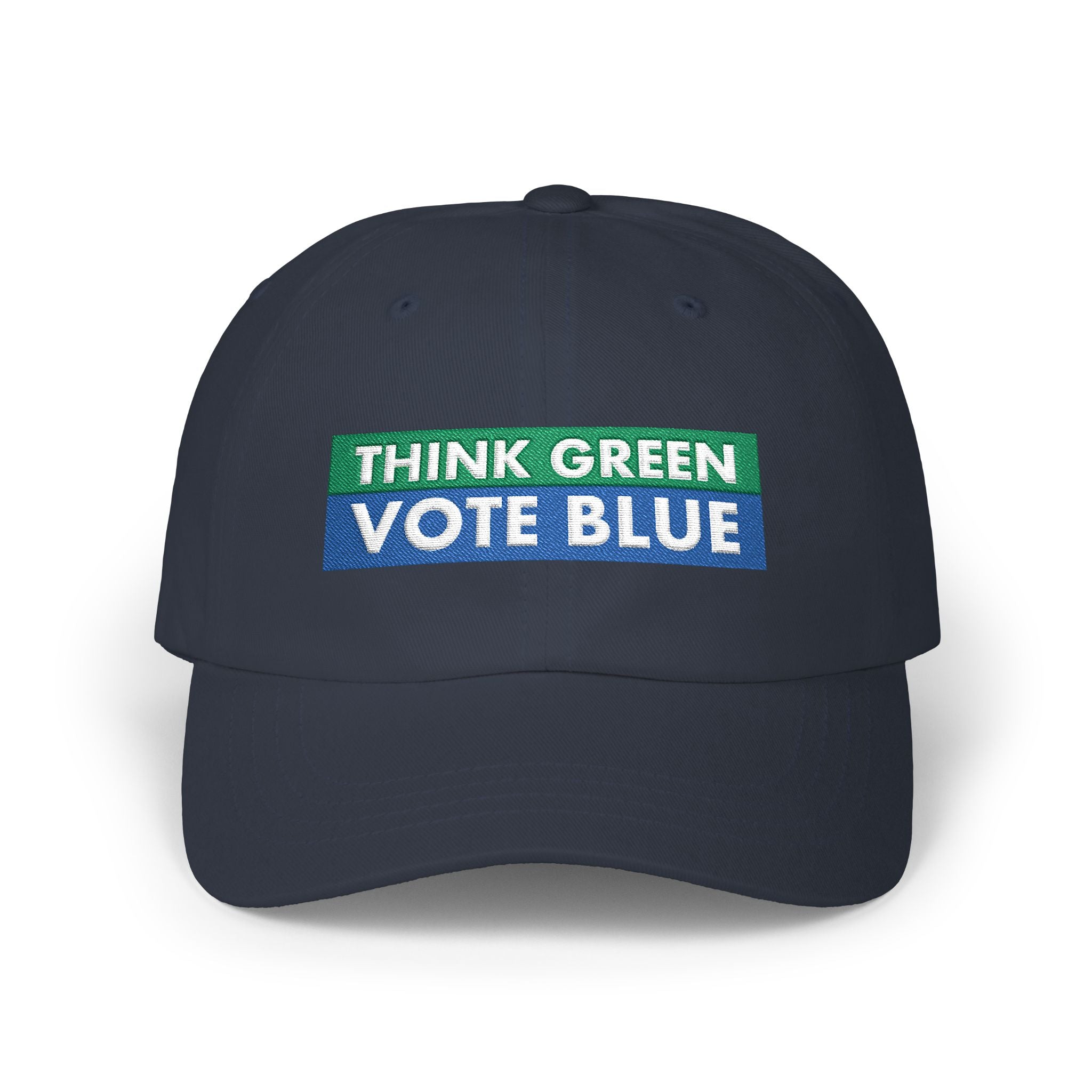 Think Green Vote Blue Dad Cap