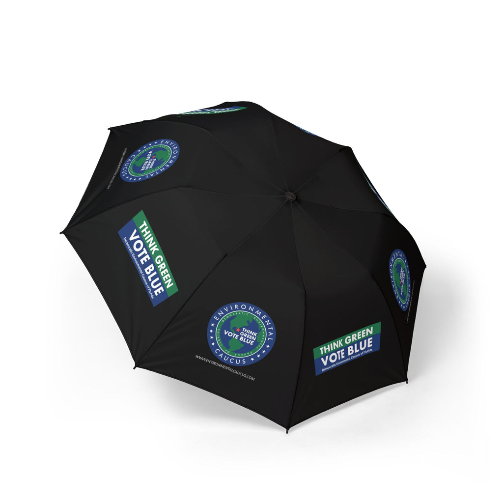 Semi-Automatic Foldable Umbrella - "Think Green Vote Blue" in Black