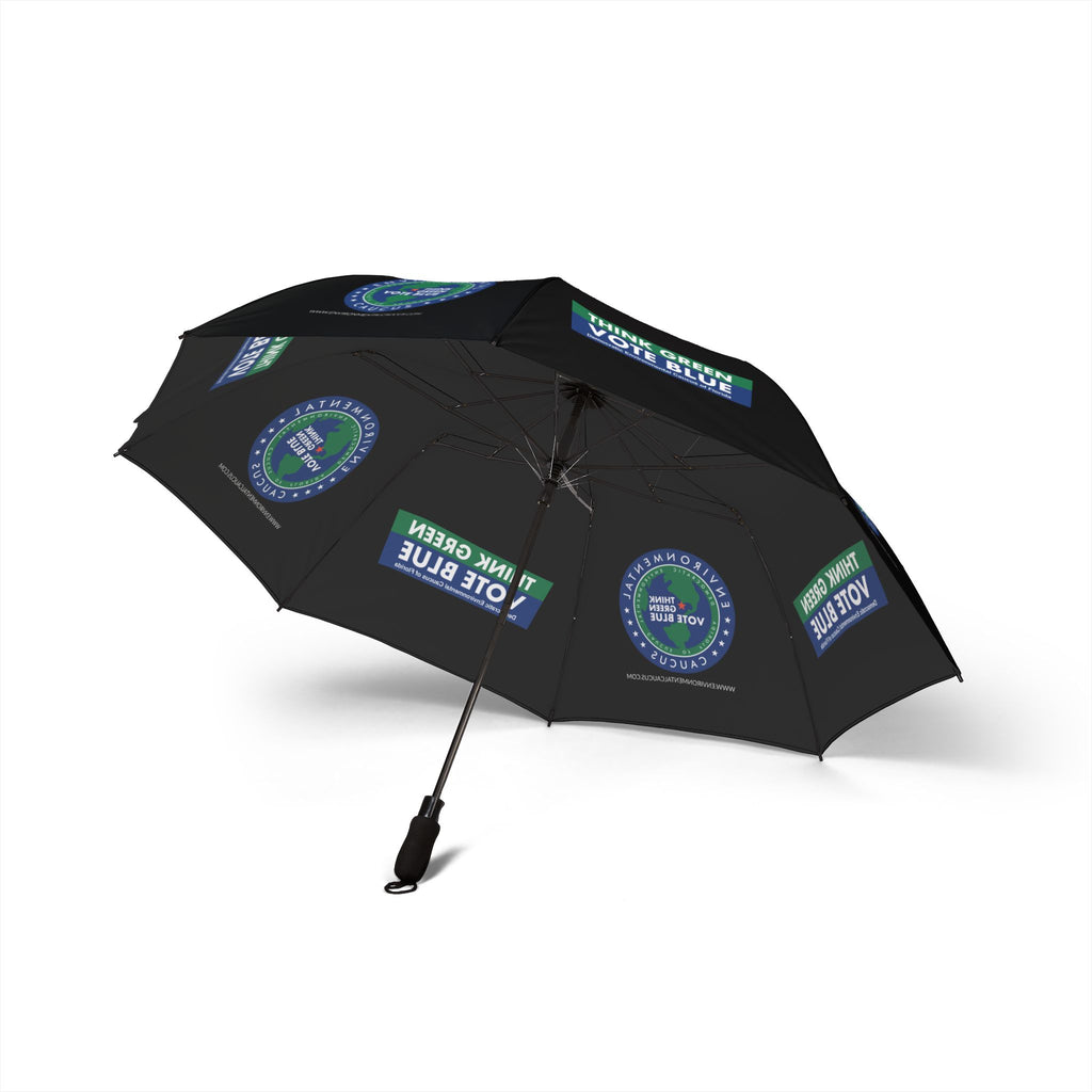 Semi-Automatic Foldable Umbrella - "Think Green Vote Blue" in Black
