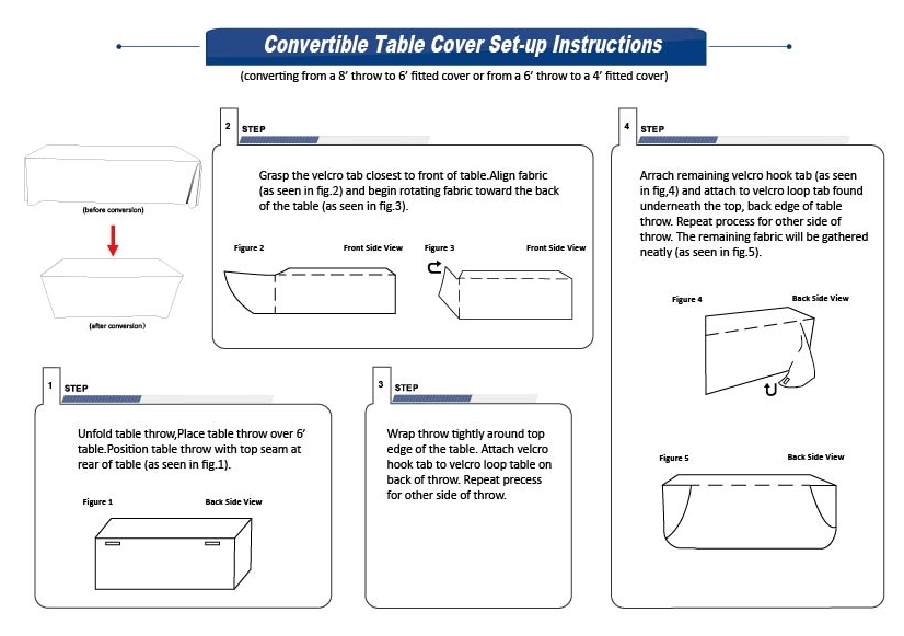 6' to 8' Standard Convertible Table Cover